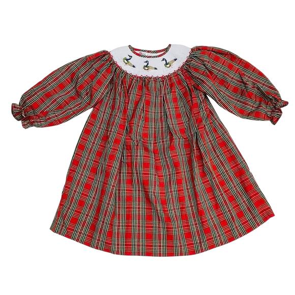 NWT Ruth and Ralph 4T Christmas Geese Smocked Helen Dress - Picture 1 of 5